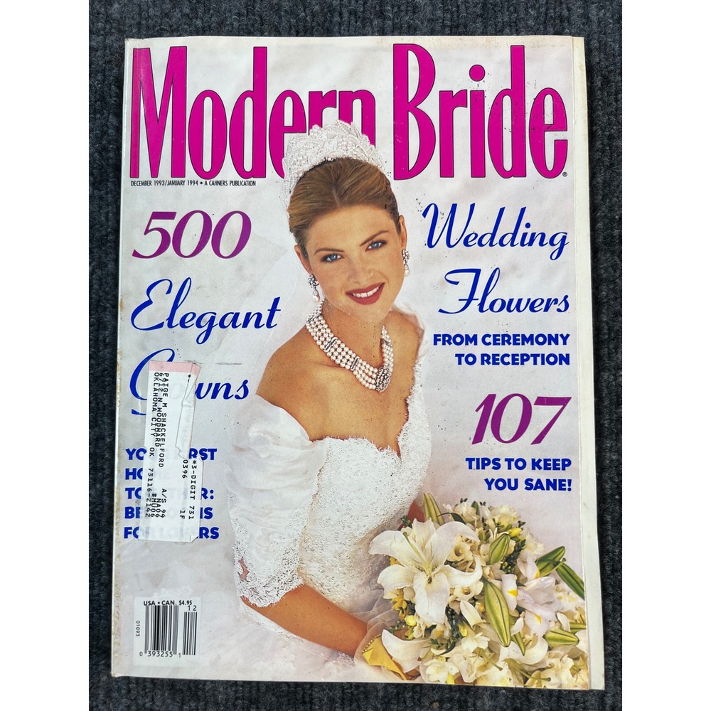 Vtg 90s Modern Bride Magazine Dec 1993 Jan 1994 Elegant Gowns Flowers Weddings